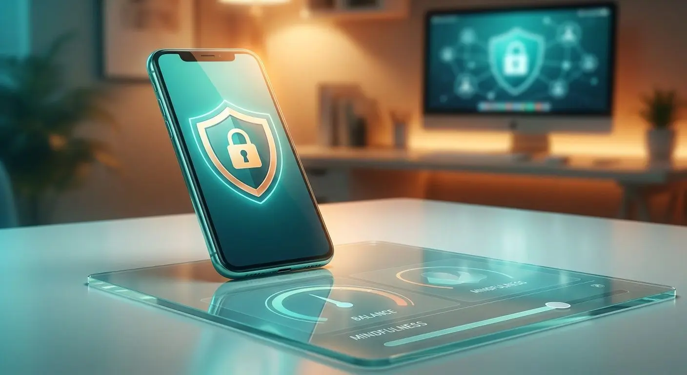 Smartphone with shield and lock icons representing mobile safety and responsible play