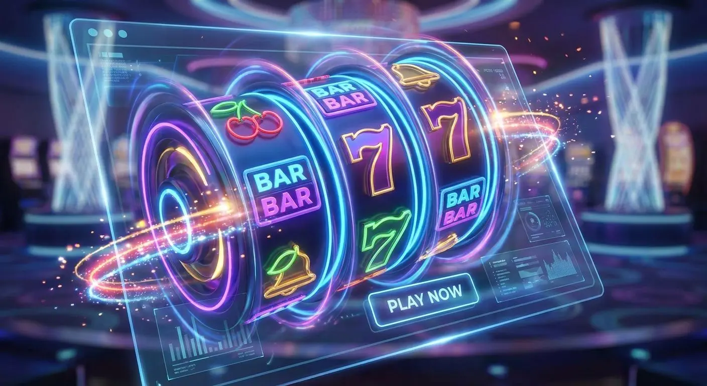 Spinning slot reels representing use of PlayOJO free spins