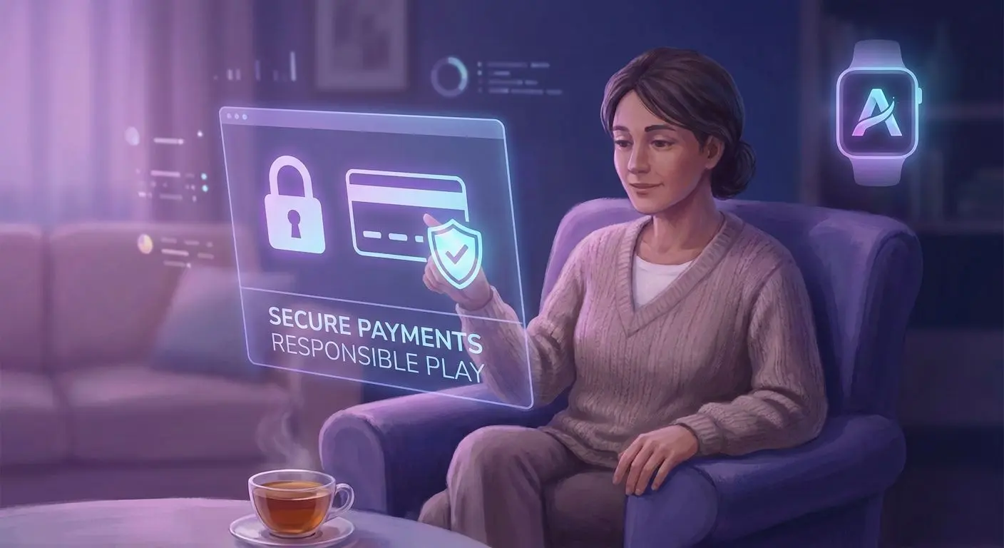 Responsible gaming and secure payments Secure payments and responsible play with card and shield icons