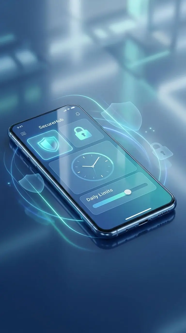 Smartphone security and responsible play controls illustration