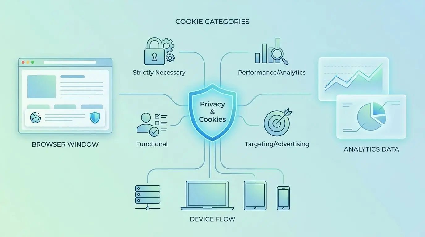 Cookie categories and privacy controls illustration