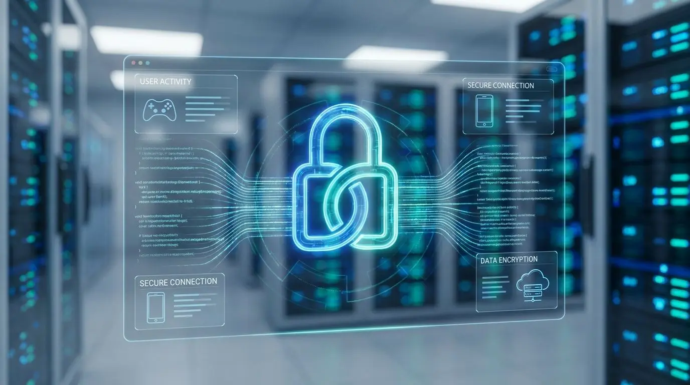 Abstract secure online gaming and data protection concept
