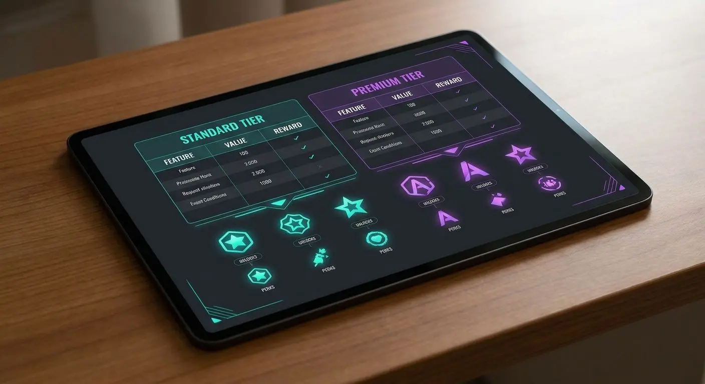 Structured promo code comparison tables and dashboard visual