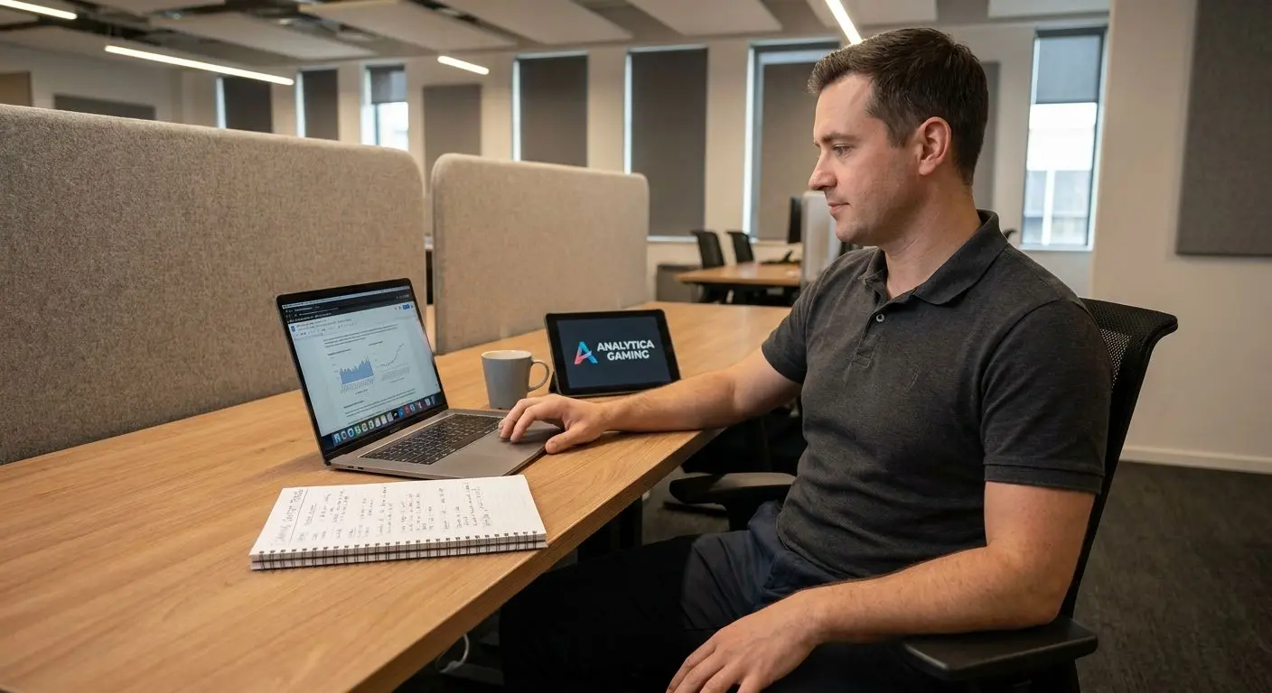 Fictional professional analyst in a modern workspace