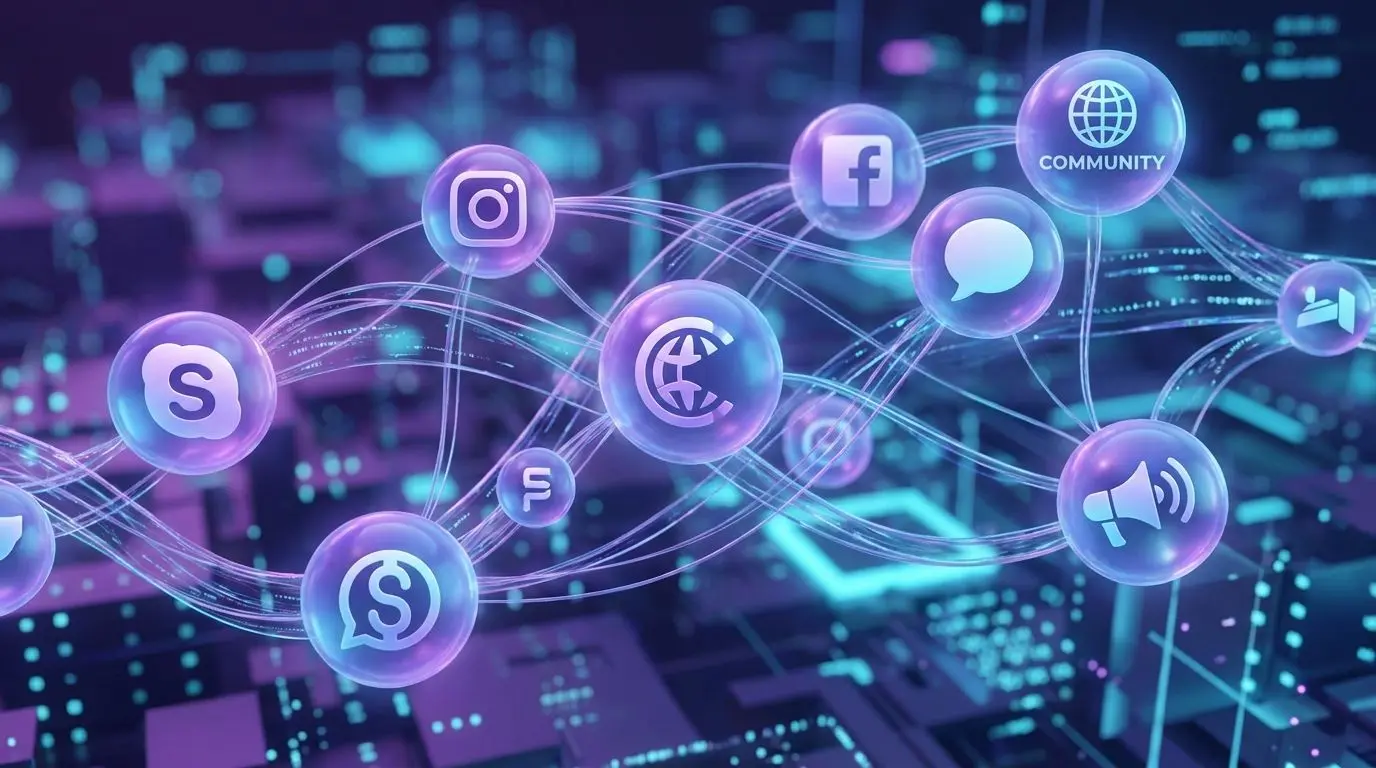 Social media icons for online community updates