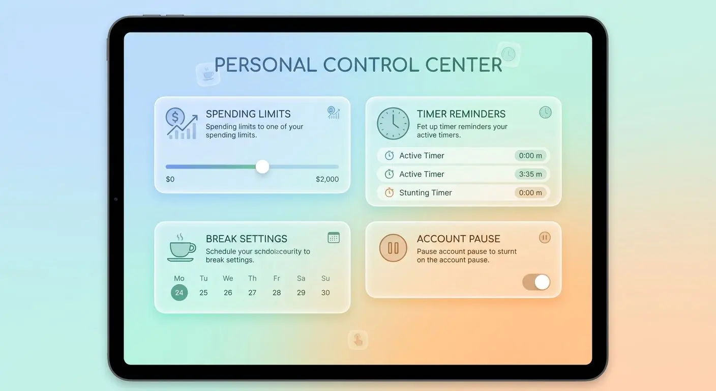 Illustration of account control tools such as limits, timers and break options