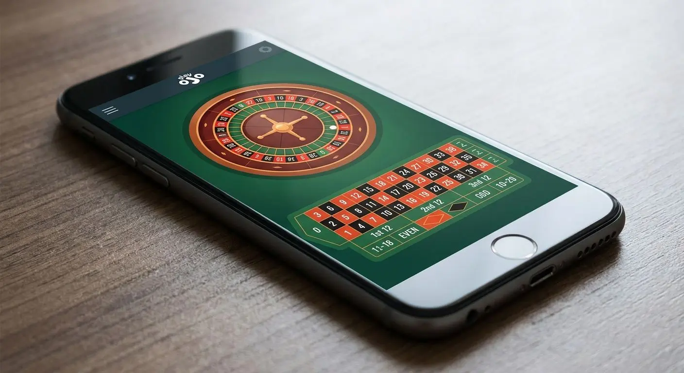 Smartphone showing mobile roulette game interface