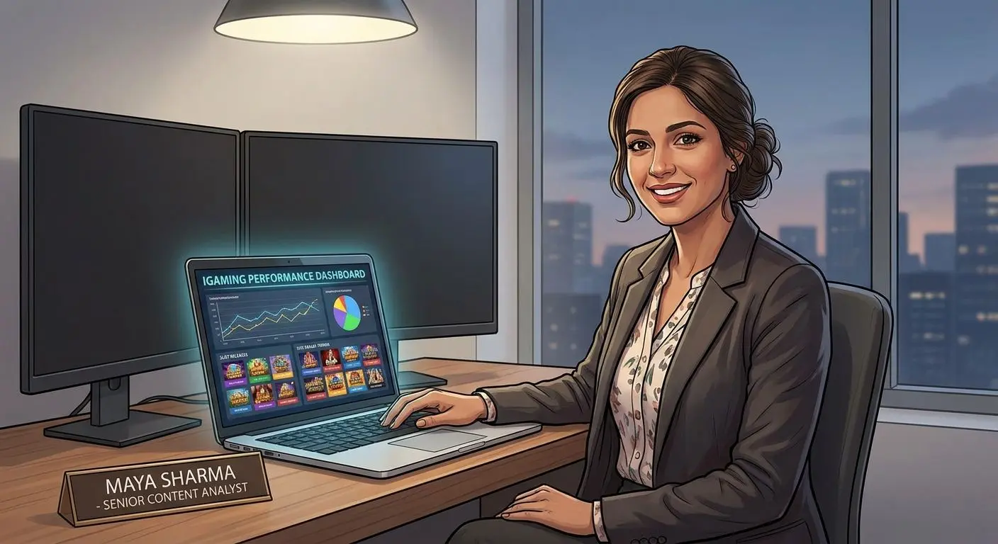 Fictional analyst reviewing scratch card data on a laptop