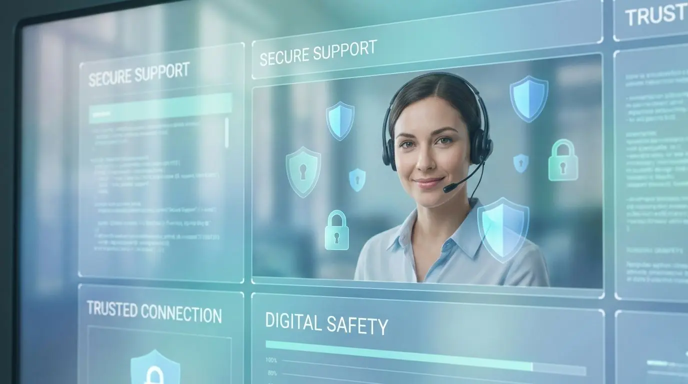 Support and safety illustration with secure account and fair play elements