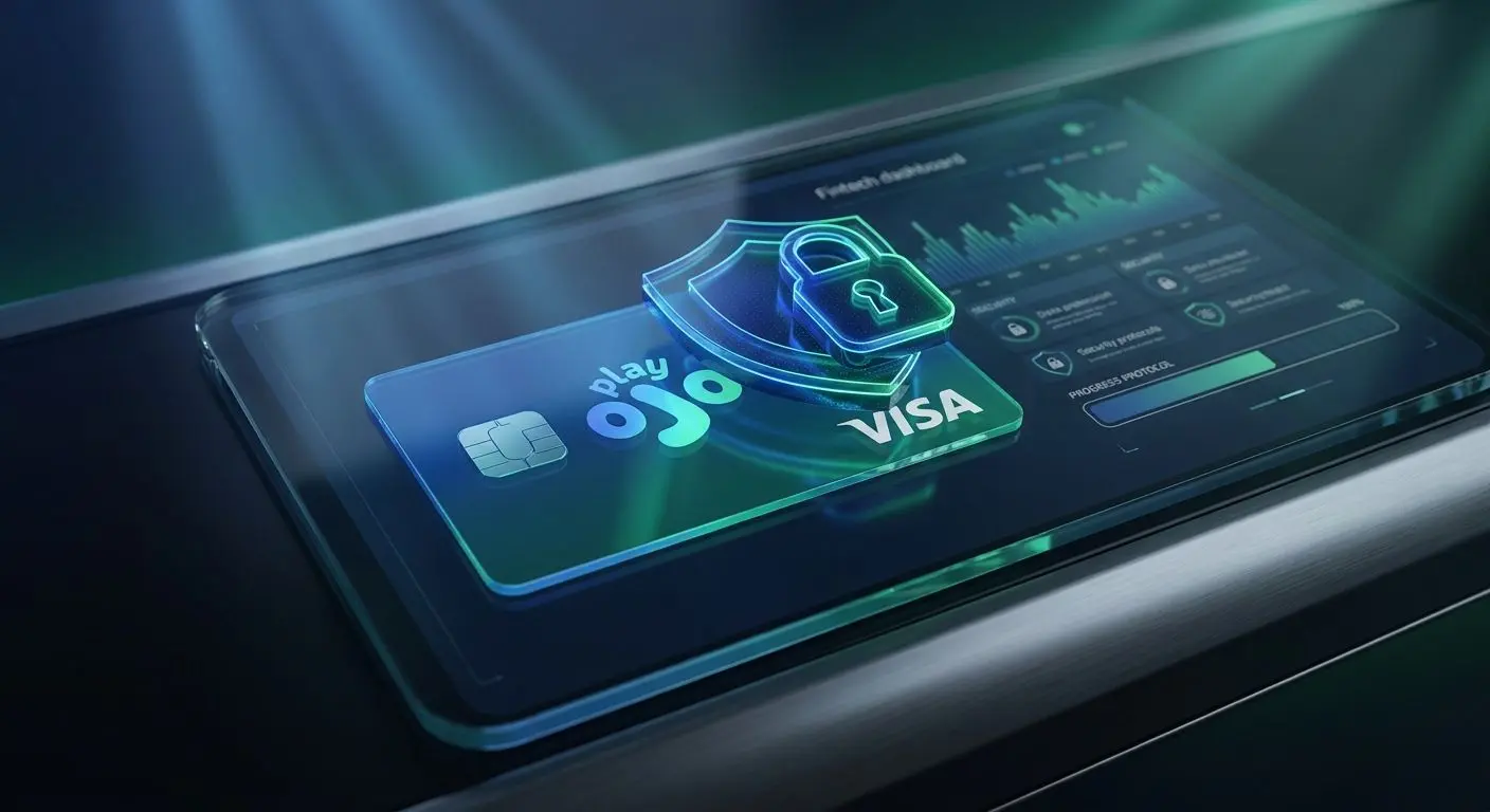 Secure Visa payment visual with shield and card